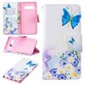 Wonder Series Samsung Galaxy S10 Lompakkokotelo - Sininen Perhoset