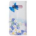 Wonder Series Samsung Galaxy S10 Lompakkokotelo - Sininen Perhoset