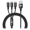 Wozinsky 3-in-1 Kaapeli - USB-C/MicroUSB/Lightning - 1.25m - Musta