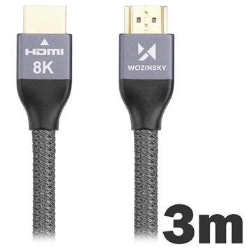 Wozinsky HDMI 2.1 8K 60Hz / 4K 120Hz / 2K 144Hz Kaapeli - 3m - Harmaa