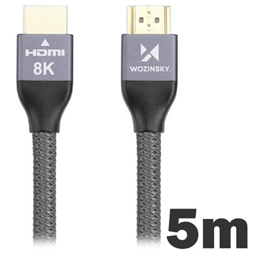 Wozinsky HDMI 2.1 8K 60Hz / 4K 120Hz / 2K 144Hz Kaapeli - 5m - Harmaa