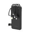 Wozinsky W11-W 10000mAh:n varavirtalähde, mukana 4 kaapelia, puhelinteline ja LED-taskulamppu - musta