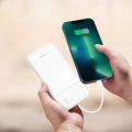 Wozinsky W11-W 10000mAh:n varavirtalähde, mukana 4 kaapelia, puhelinteline ja LED-taskulamppu - valkoinen