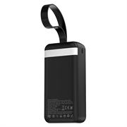 Wozinsky W8 30W:n 30000mAh:n varavirtalähde, kolmella liitännällä - musta