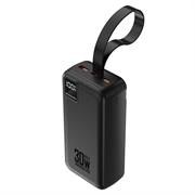Wozinsky W8 30W:n 30000mAh:n varavirtalähde, kolmella liitännällä - musta