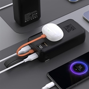 Wozinsky W8 30W:n 30000mAh:n varavirtalähde, kolmella liitännällä - musta
