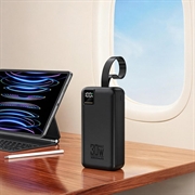 Wozinsky W8 30W:n 30000mAh:n varavirtalähde, kolmella liitännällä - musta
