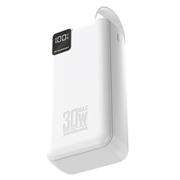 Wozinsky W8 30W:n varavirtalaturi, 30000mAh, kolmella liitännällä - valkoinen