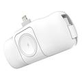Wozinsky WF16-YLS 5000mAh Lightning-virtapankki sisäänrakennetulla USB-C-kaapelilla ja Apple Watch -laturilla - 15W - Valkoinen