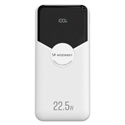 Wozinsky WFC-15W 20000mAh:n varavirtalaturi, mukana Lightning- ja USB-C-kaapelit - valkoinen