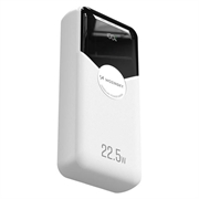 Wozinsky WFC-15W 20000mAh:n varavirtalaturi, mukana Lightning- ja USB-C-kaapelit - valkoinen
