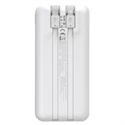 Wozinsky WFC-15W 20000mAh:n varavirtalaturi, mukana Lightning- ja USB-C-kaapelit - valkoinen