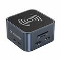 Wozinsky WHBC09Y8S Monikäyttöinen 12-in-1 USB-C-keskitin 15W langattomalla latauksella - harmaa