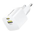 Wozinsky WWCEAC 33W GaN kaksiliitäntäinen seinälaturi - USB-A, USB-C - valkoinen