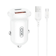XO CC69 30W kaksiliitäntäinen autolaturi USB-C-kaapelilla varustettuna
