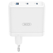 XO CE35 100W PD seinälaturi - 2x USB-C & USB-A - Valkoinen