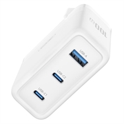 XO CE35 100W PD seinälaturi - 2x USB-C & USB-A - Valkoinen
