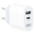 Prio Fast Charge Maailman Matka-Adapteri kanssa USB-C, USB-A - 20W - Valkoinen