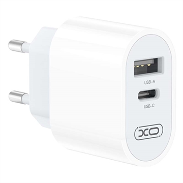 XO L97 Kaksiporttinen Pikalaturi - USB-A, USB-C - Valkoinen
