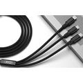 XO NB173 3-in-1-kaapeli - USB-C, Lightning, MicroUSB - 1,2 m - Musta