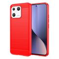 Xiaomi 13 Harjattu TPU Suojakuori - Hiilikuitu - Punainen