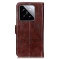 Xiaomi 14 Lompakkokotelo Magneettisella Sulkijalla - Ruskea