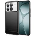 Xiaomi 14T Pro Harjattu TPU Suojakuori - Hiilikuitu - Musta
