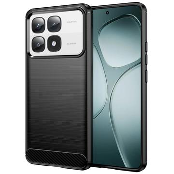 Xiaomi 14T Pro Harjattu TPU Suojakuori - Hiilikuitu - Musta