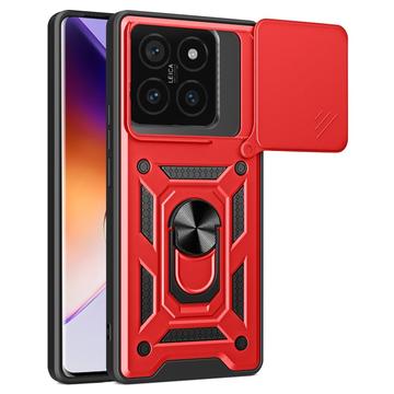 Xiaomi 14T Pro Pyörivä Rengashybridikotelo Kamerasuojalla - Punainen