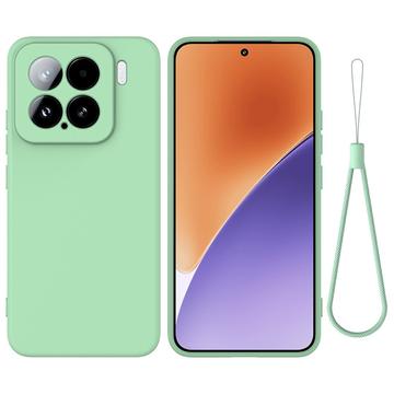 Xiaomi 15 Nestemäinen silikonikotelo käsihihnalla - vihreä