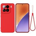 Xiaomi 15 Nestemäinen silikonikotelo käsihihnalla - punainen