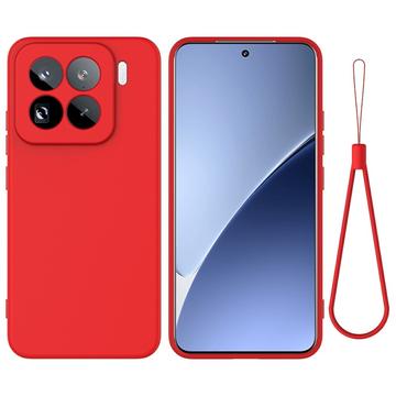 Xiaomi 15 Pro Nestemäinen silikonikotelo käsihihnalla - punainen
