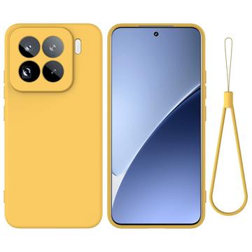 Xiaomi 15 Pro Nestemäinen silikonikotelo käsihihnalla - keltainen