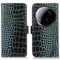 Xiaomi 15 Ultra Crocodile Lompakkomallinen Nahkakotelo kanssa RFID - Vihreä