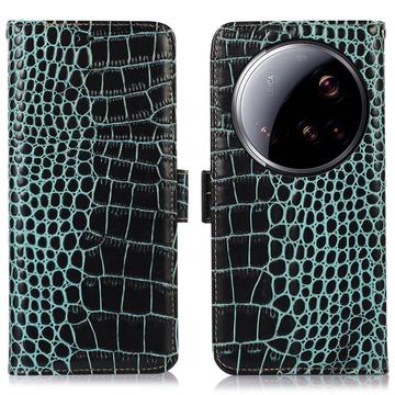 Xiaomi 15 Ultra Crocodile Lompakkomallinen Nahkakotelo kanssa RFID - Vihreä