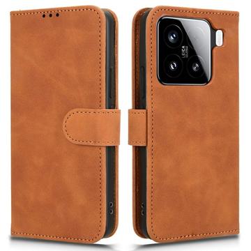Xiaomi 15 Lompakkokotelo Magneettisella Sulkijalla - Ruskea