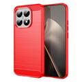 Xiaomi 15T Harjattu TPU Suojakuori - Hiilikuitu - punainen