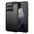 Xiaomi 15T Pro Harjattu TPU Suojakuori - Hiilikuitu - Musta