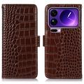 Xiaomi 17 Pro Crocodile Lompakkomallinen Nahkakotelo kanssa RFID - Ruskea