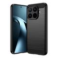 Xiaomi 17T Pro Harjattu TPU Suojakuori - Hiilikuitu - Musta