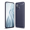 Xiaomi Mi 11 Harjattu TPU Suojakuori - Hiilikuitu - Sininen