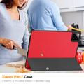 Xiaomi Pad 7, Pad 7 Pro Tri-Fold Sarjan Smart Lompakkokotelo - Punainen
