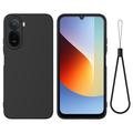 Xiaomi Poco C81 Pro Nestemäinen silikonikotelo käsihihnalla - Musta