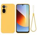 Xiaomi Poco C81 Pro Nestemäinen silikonikotelo käsihihnalla - Keltainen