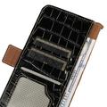 Xiaomi Poco F7 Pro Crocodile Lompakkomallinen Nahkakotelo kanssa RFID - Musta