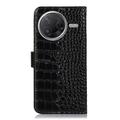 Xiaomi Poco F7 Pro Crocodile Lompakkomallinen Nahkakotelo kanssa RFID - Musta