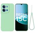 Xiaomi Redmi 15C Nestemäinen silikonikotelo käsihihnalla - vihreä
