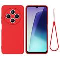 Xiaomi Redmi 17C Nestemäinen silikonikotelo käsihihnalla - Punainen