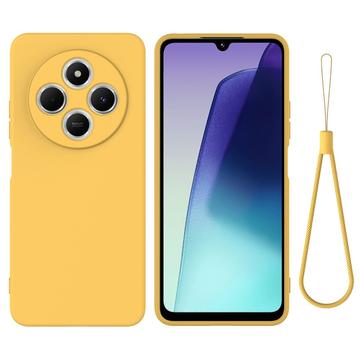 Xiaomi Redmi A3 Pro Nestemäinen silikonikotelo käsihihnalla - keltainen