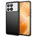 Xiaomi Redmi K70/K70 Pro/Poco F6 Pro Harjattu TPU Suojakuori - Hiilikuitu - Musta